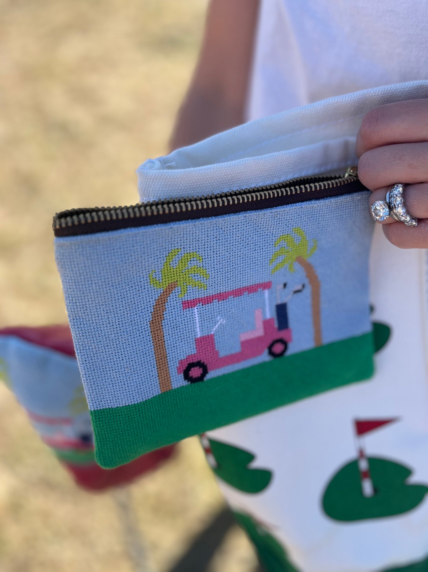 Needlepoint Golf Ball and Tee Bag